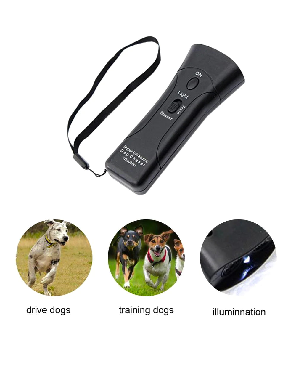 Aparat Cu Ultrasunete Impotriva Cainilor Agresivi, 3 Functii, Lanterna