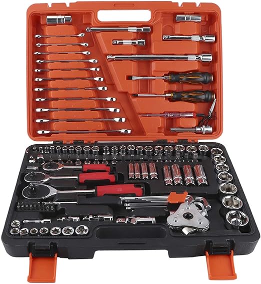 Trusa tubulare 121 piese , crom-vanadium+tavita pentru scule cadou