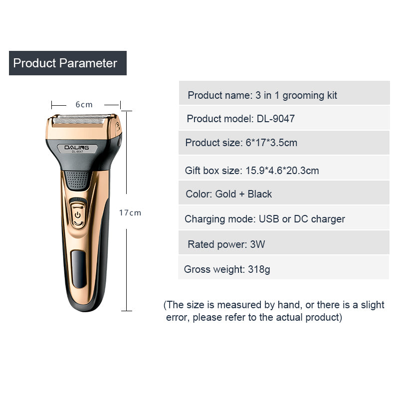 Aparat de tuns si ras electric multifunctional 3 in 1 ,Auriu