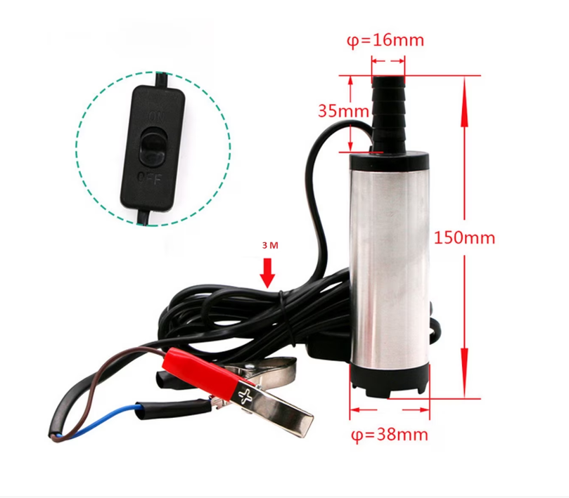 Pompa electrica auto sumersibila transfer lichide, motorina/ulei 12v