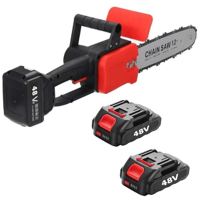 Drujba electrica Dalys®cu lant 12 inch, Sistem de Ungere Automată și Pompa Manuală de Ulei cu 2 Acumulatori, 48 V, Lithium, 1 lant, 1200 W, 4800rpm, 305mm