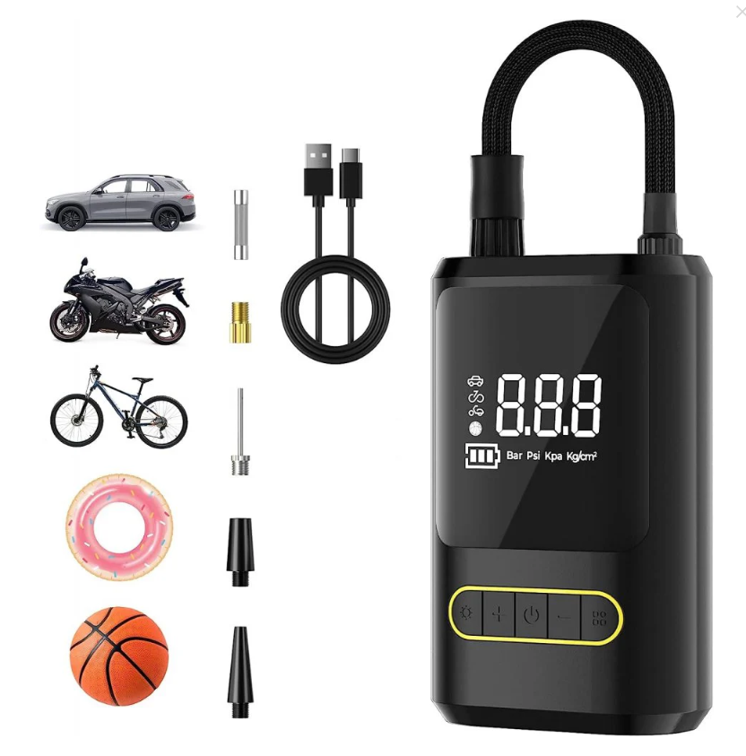 Compresor aer portabil,afisaj digital,lanterna led, 4000mah,120W sundiguer