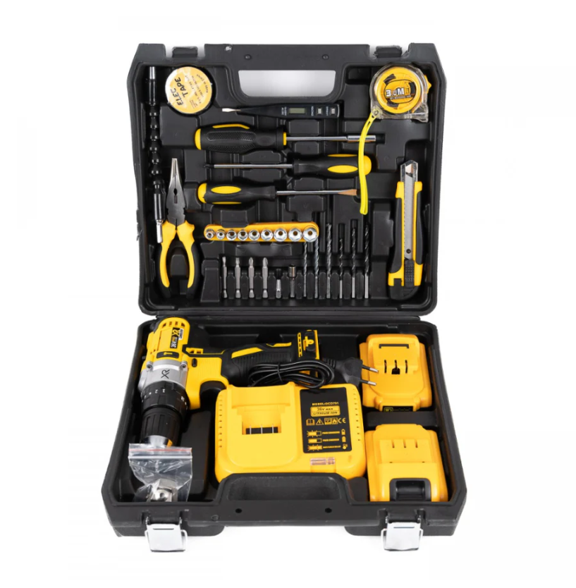 Masina de insurubat, Bormasina 36V, cu 2 acumulatori si incarcator, 36 piese