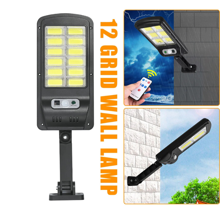 Lampa solara de exterior led,12 grile,senzor miscare/lumina