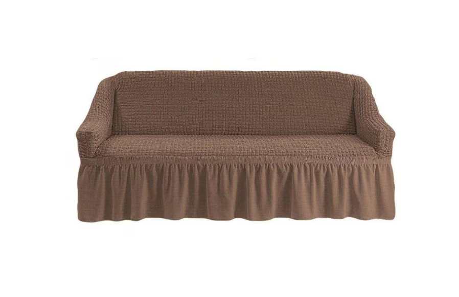 Husa elastica,creponata cu volane pentru canapea 3 locuri