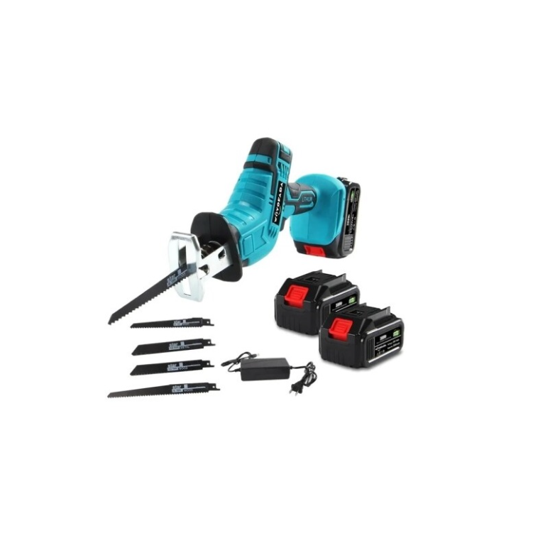 Fierastrau tip sabie 3000rpm cu 2 acumulatori 48V, 5000mAh,mandrina autoblocanta, 4 bucati panza diferite modele,1 incarcator, valiza compacta de transport, Albastru