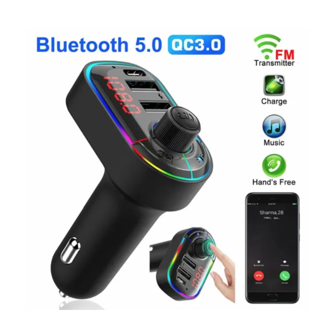 Pachet 1+1 Modulator FM C12 Bluetooth, MP3, USB type C, Fast Charge