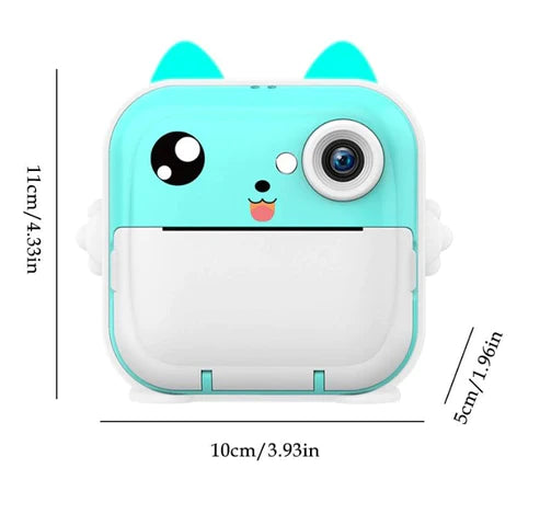 Aparat foto digital cu imprimare termica pentru copii, focalizare automata, display color de 2,4 inch 1080P Full HD