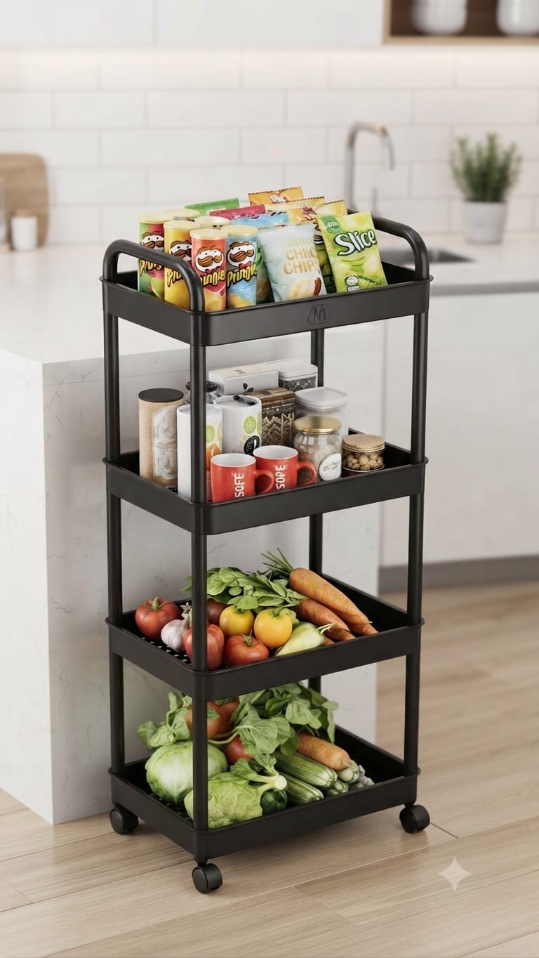 Carucior Organizator Multifunctional de Bucatarie cu 4 Niveluri