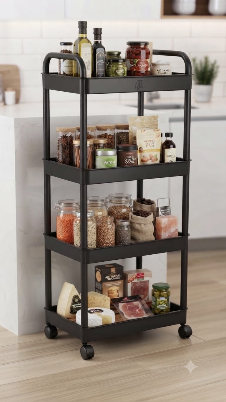 Carucior Organizator Multifunctional de Bucatarie cu 4 Niveluri