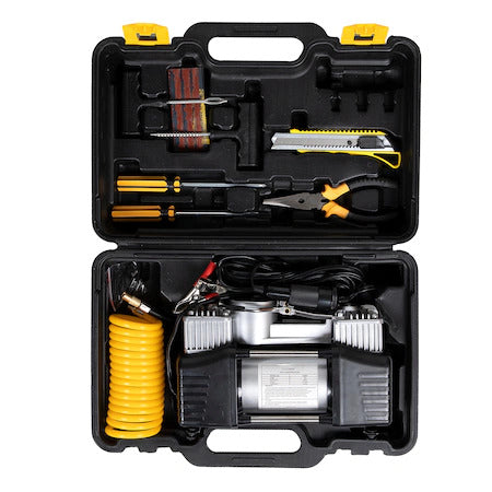 Kit pentru pana, compresor 12V 2 cilindri si 7 accesorii