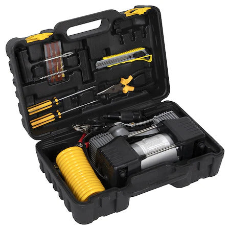Kit pentru pana, compresor 12V 2 cilindri si 7 accesorii