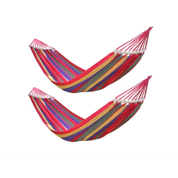 Set 2x hamac cu bara de lemn multicolor