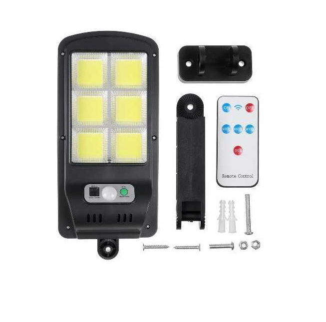 Lampa solara stradala cu inductie Dalys®, 6x LED COB, IP 67, montare pe perete, cu telecomanda, negru