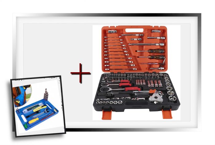 Trusa tubulare 121 piese , crom-vanadium+tavita pentru scule cadou