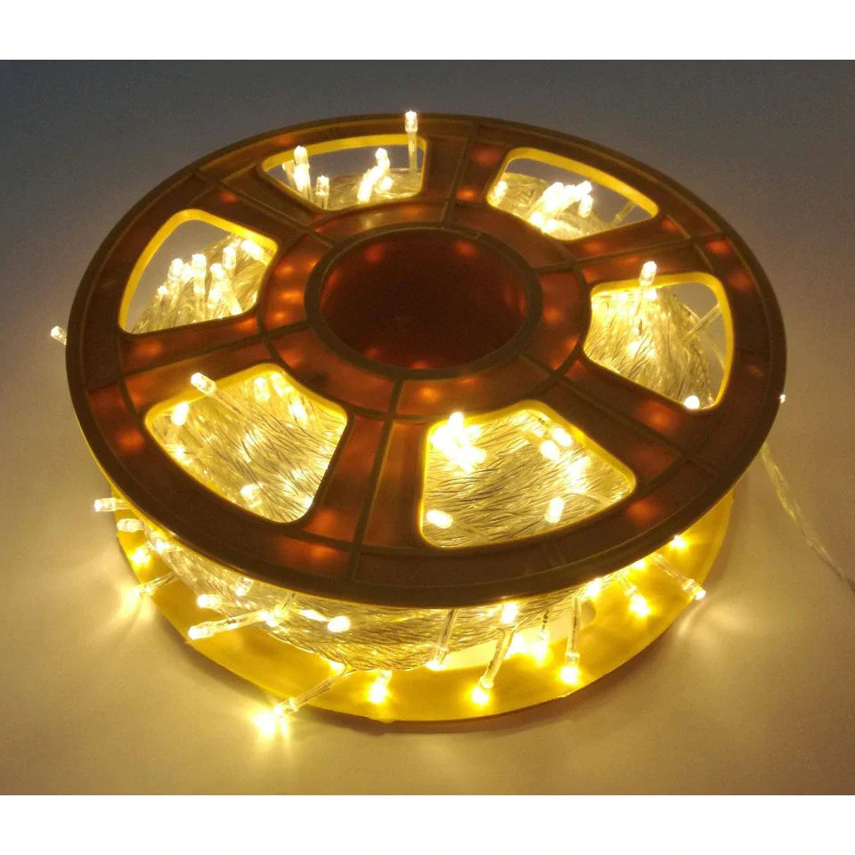 Instalatie De Craciun Liniara, 50 m, 240 LED -uri, Cu 8 Jocuri de Lumini, Pentru Exterior/Interior, Fir Verde Inchis, Protectie Apa, IP 44, Alb cald