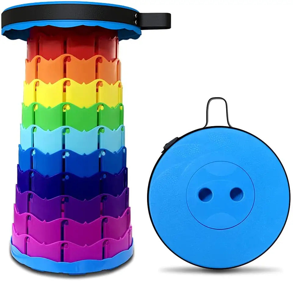 Scaun telescopic pliabil cu prindere dubla pentru camping si pescuit, retractabil, portabil, taburet, Multicolor Dalys®