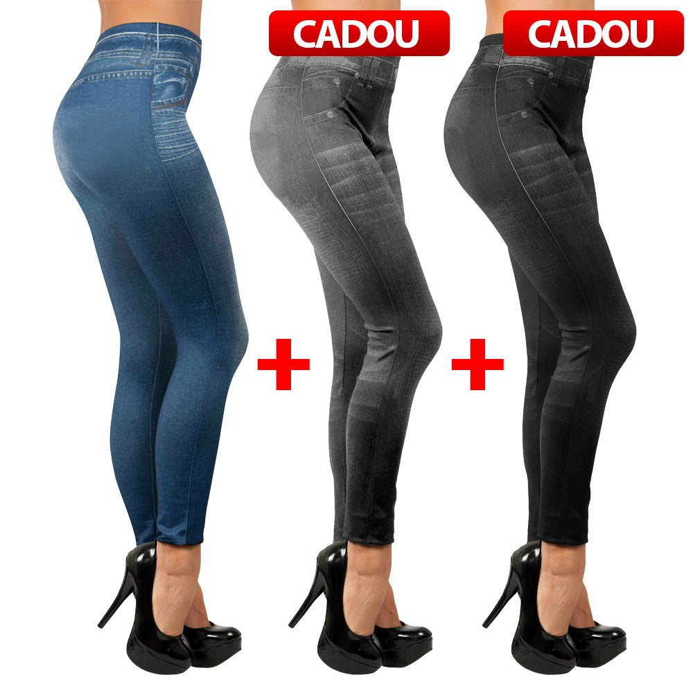 Colanti modelatori cu aspect de blugi, Slim’ n Lift Caresse Jeans 1+2 CADOU