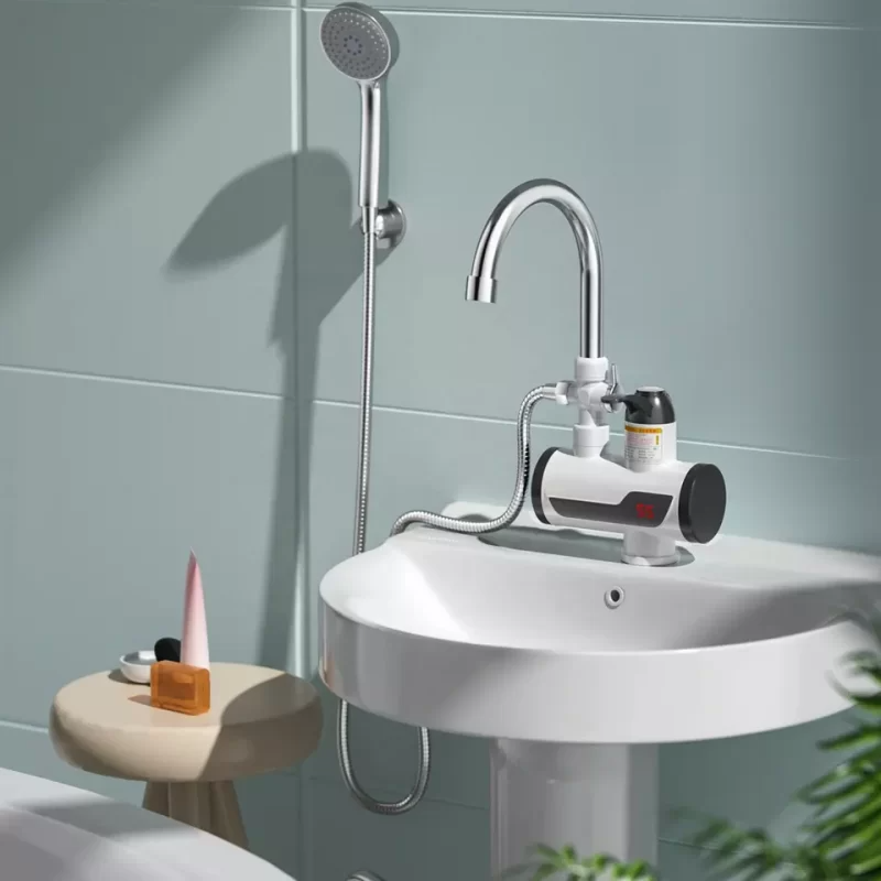 Robinet Electric Instant cu Dus, Afisaj Temperatura, 1,5 – 2L/min, 3000W, Apa Calda 60°C,