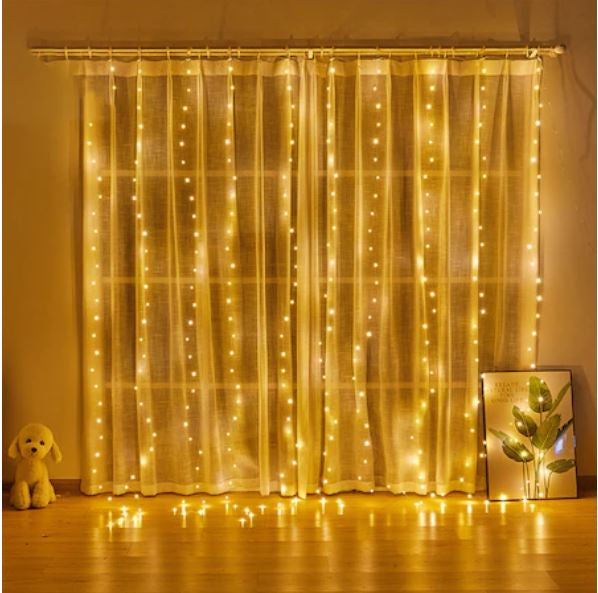 Instalatie de 3 m x 3 m usb, 8 Moduri, cu telecomanda si timer , Perdea Cupru, 300 leduri,Rezistent la Apa, luminozitate reglabila