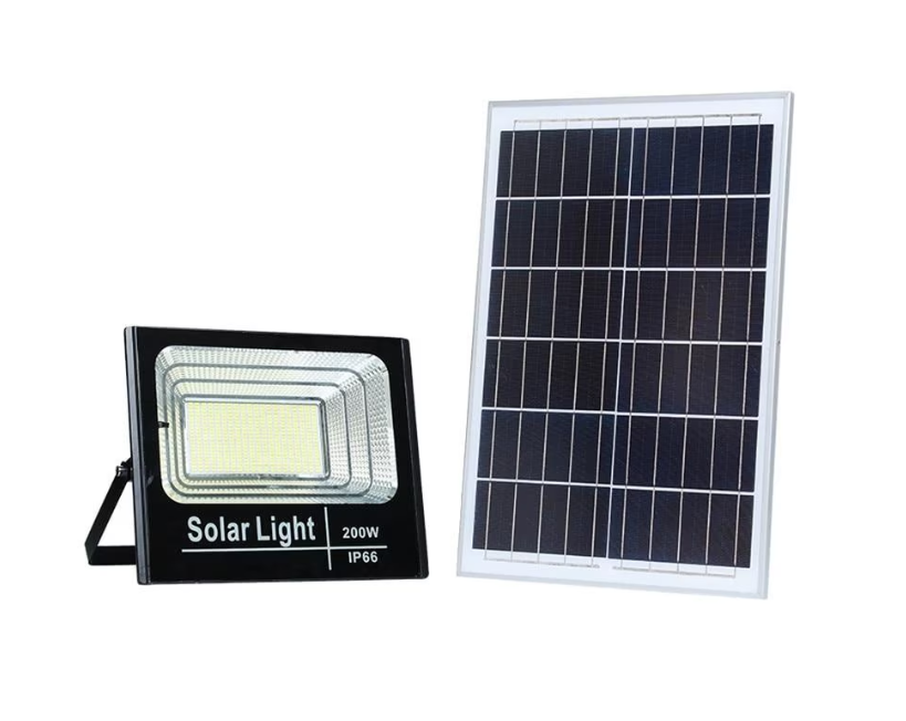 Proiector LED cu Panou Solar pentru Incarcare, cu Telecomanda, 200W, IP66