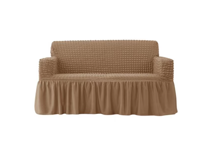 Husa elastica,creponata cu volane pentru canapea 3 locuri