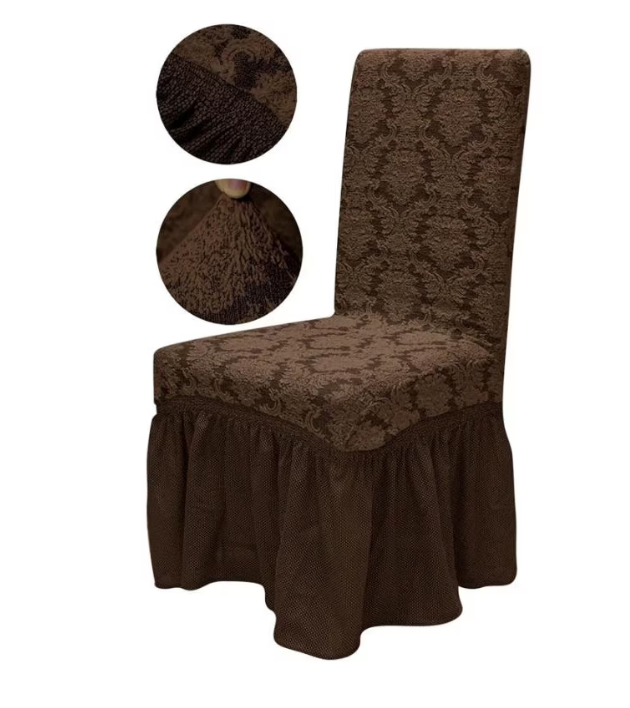 Set 6 huse scaun, jacquard cu volanase, model abstract elegant