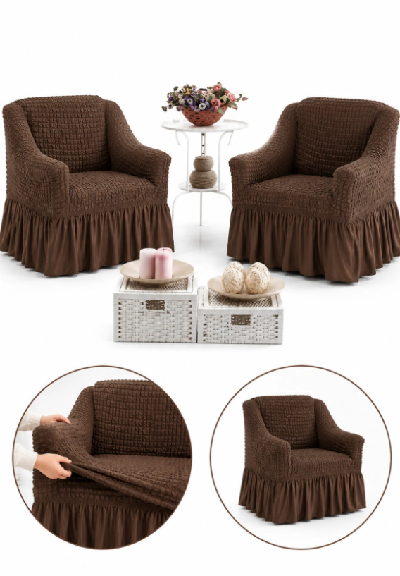 Set 2 huse pentru fotolii,creponate cu volan