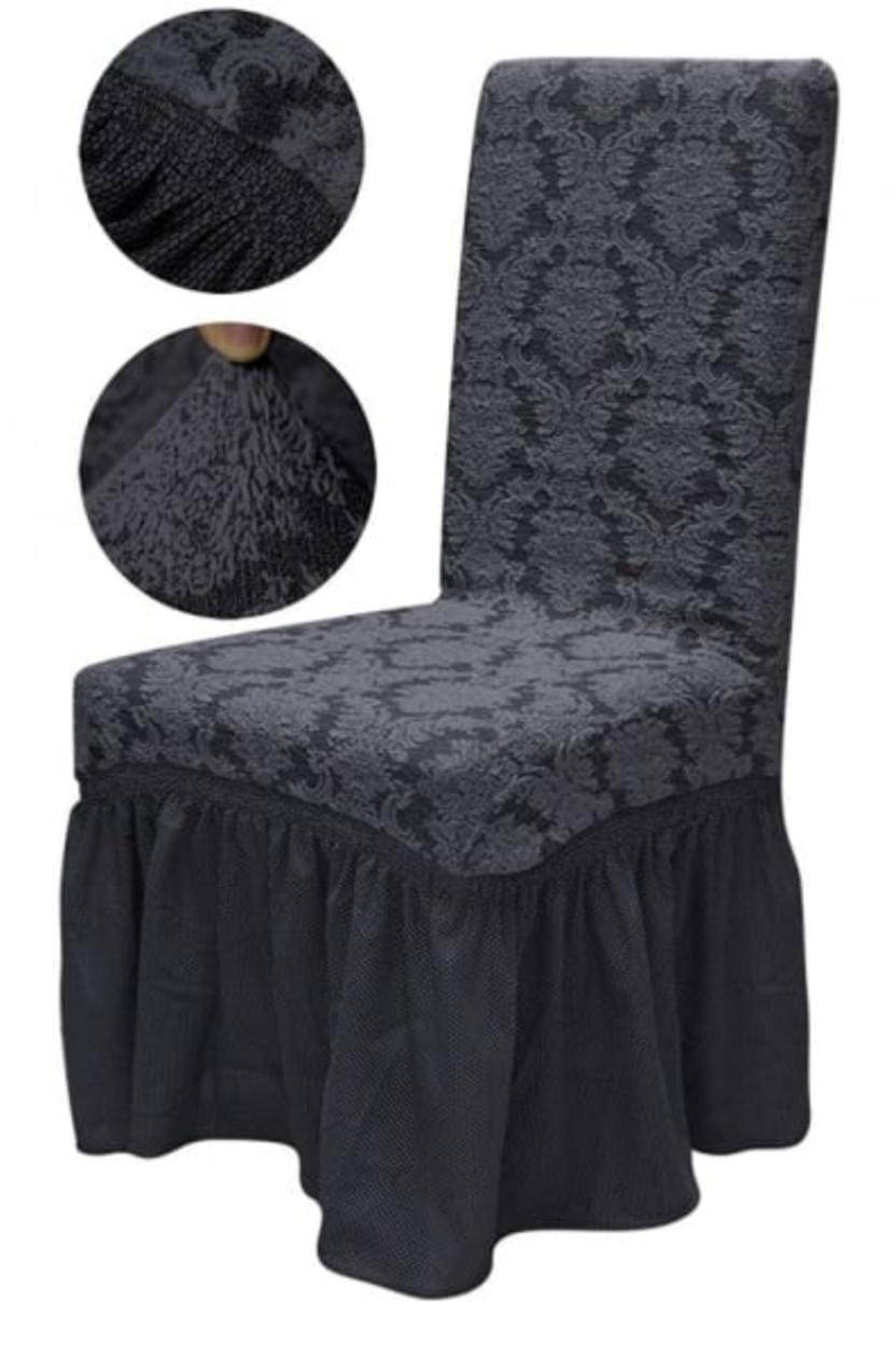 Set 6 huse scaun, jacquard cu volanase, model abstract elegant