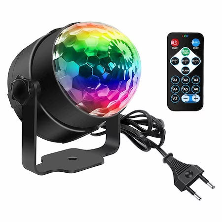 Proiector discoLED, joc lumini, control vocal, RGB, usb, stick,6W, telecomanda, moduri multiple, Multicolor