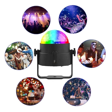 Proiector discoLED, joc lumini, control vocal, RGB, usb, stick,6W, telecomanda, moduri multiple, Multicolor