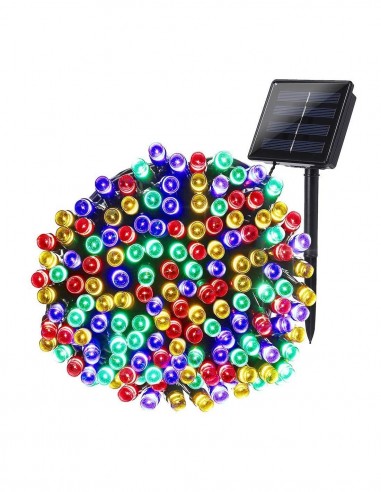 Instalatie LED 10 m pentru exterior cu incarcare solara, multicolor