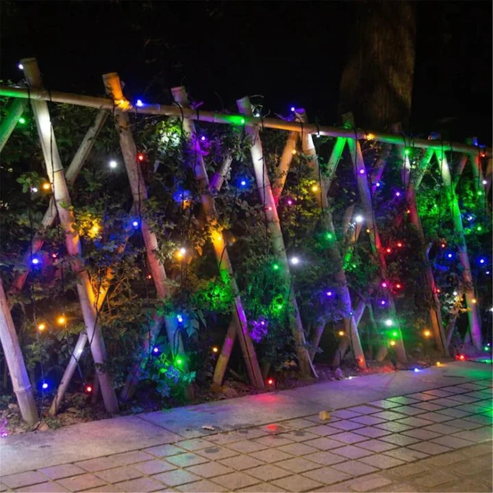 Instalatie de Craciun Rola 100m, 480 LED -uri, Cu 8 Jocuri de Lumini, Pentru Exterior/Interior, Fir Verde Inchis,  Protectie Apa, IP 44, Multicolor